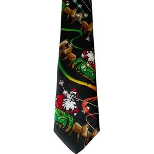 Jerry Garcia Christmas Tie Santa, Reindeer Collection 62 Black 60"